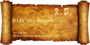 Klézli Dezső névjegykártya